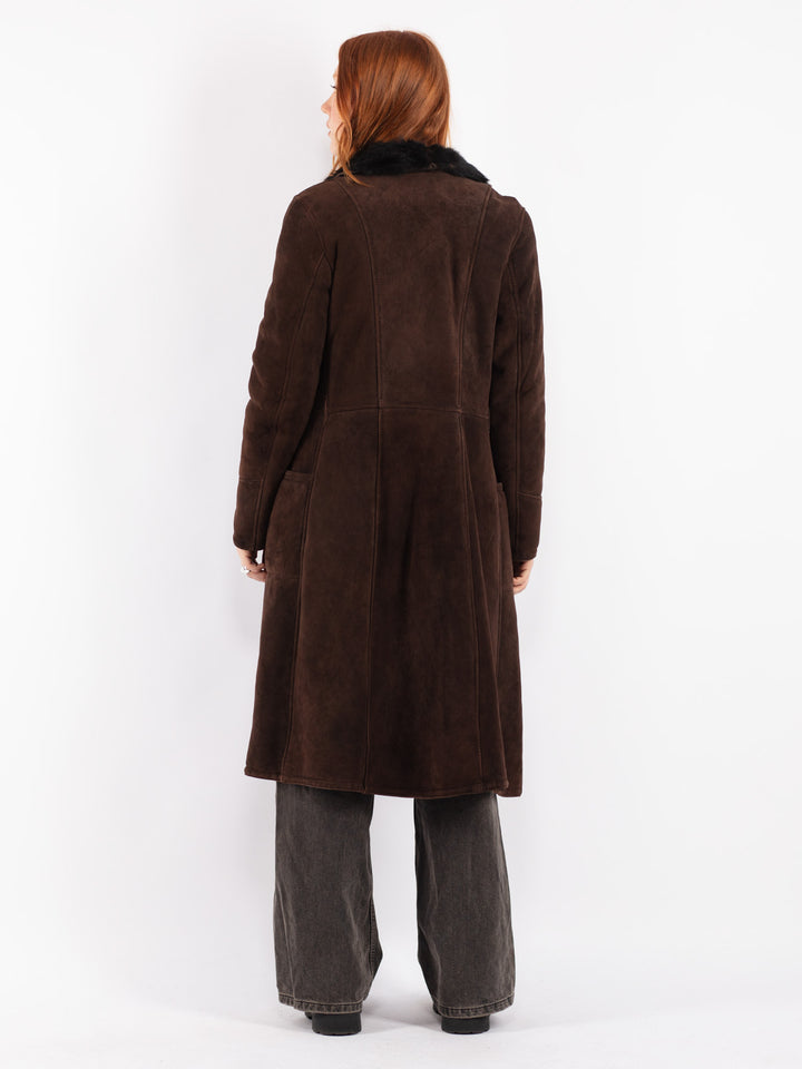 Vintage 70's Women Sheepskin Coat in Brown