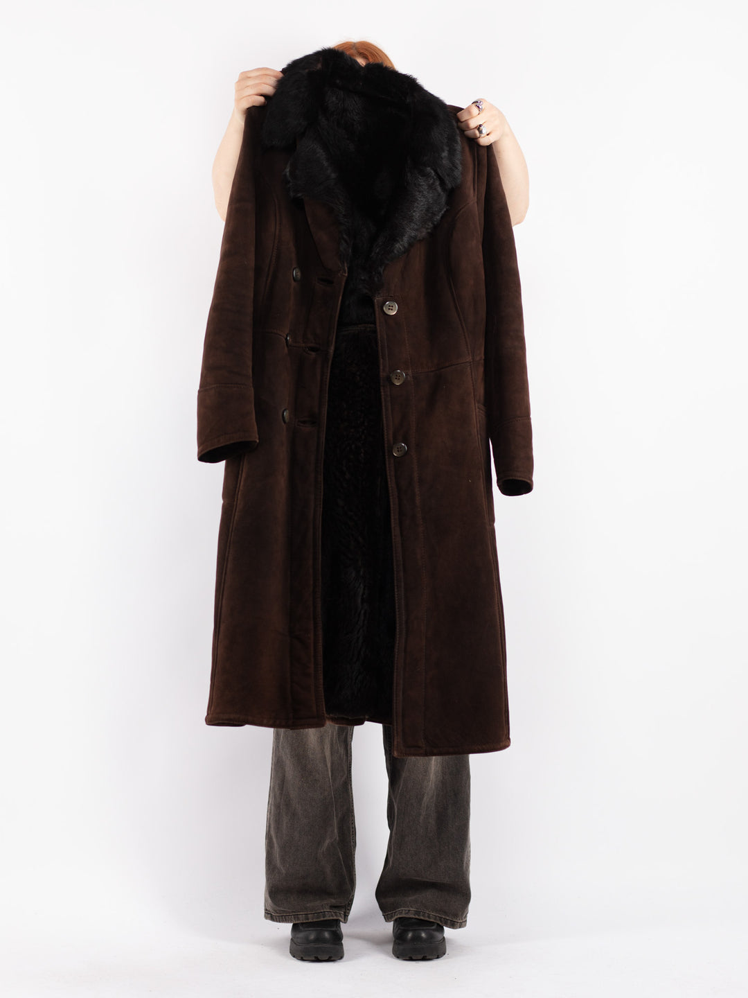 Vintage 70's Women Sheepskin Coat in Brown