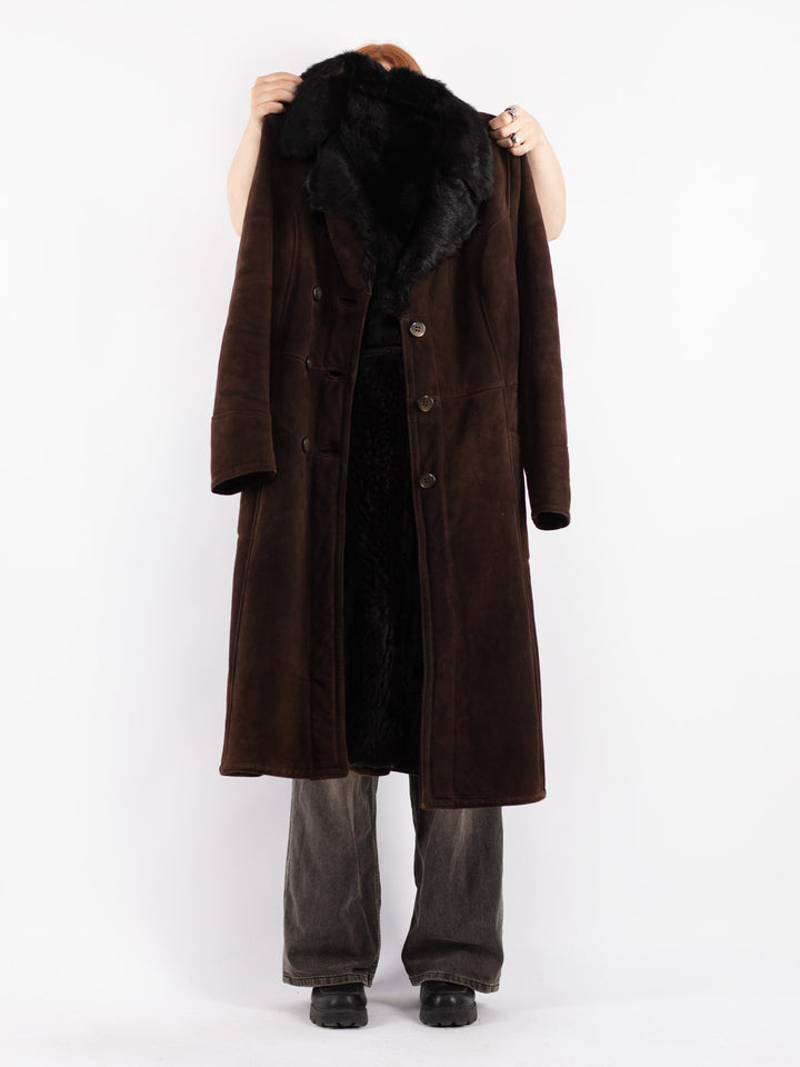 Vintage 70's Women Sheepskin Coat in Brown