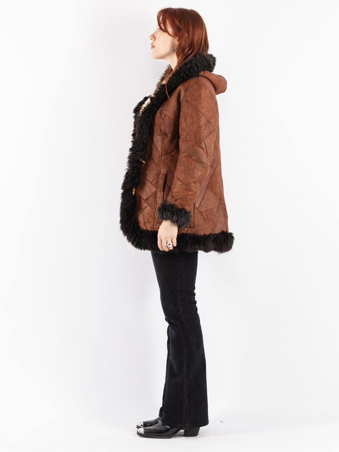 Vintage 70's Women Sheepskin Coat in Brown