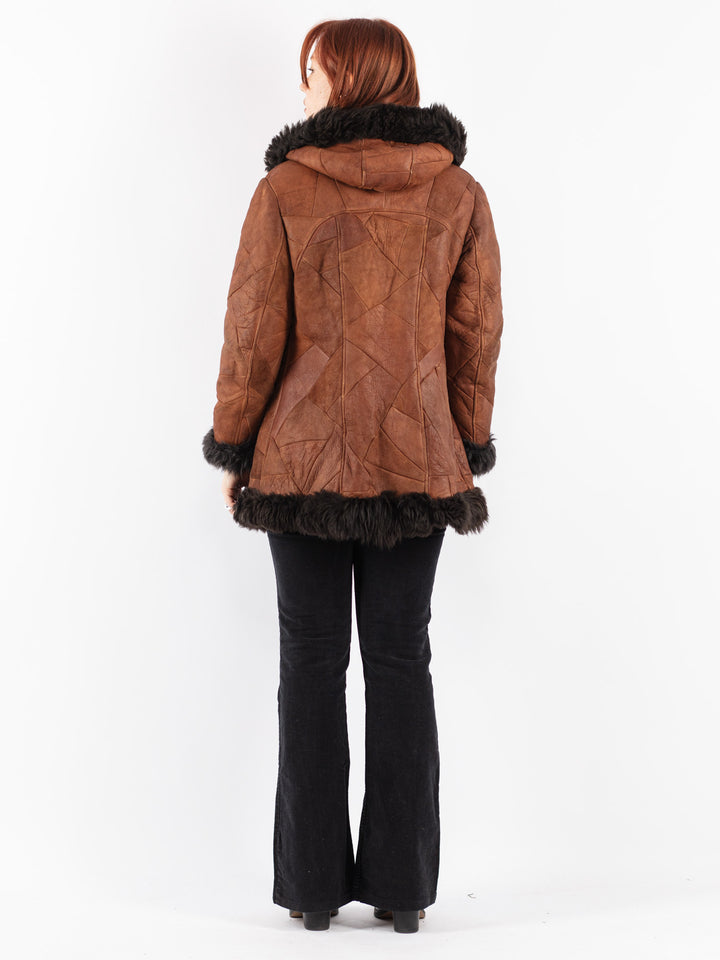 Vintage 70's Women Sheepskin Coat in Brown