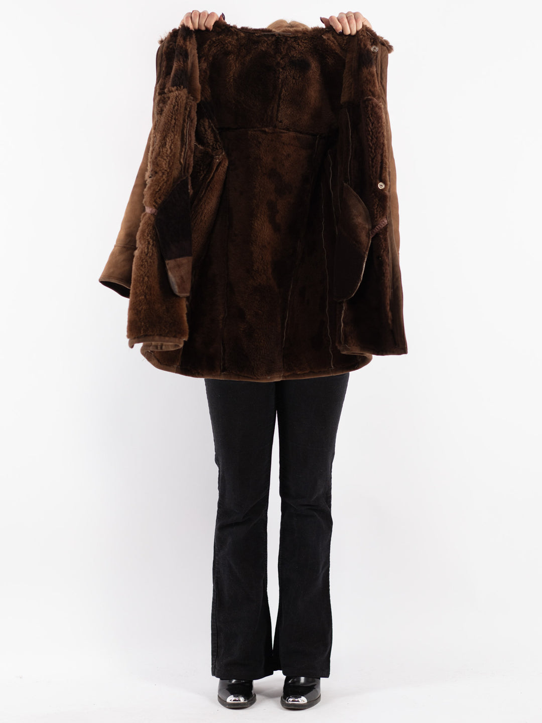 Vintage 70's Women Sheepskin Coat in Brown