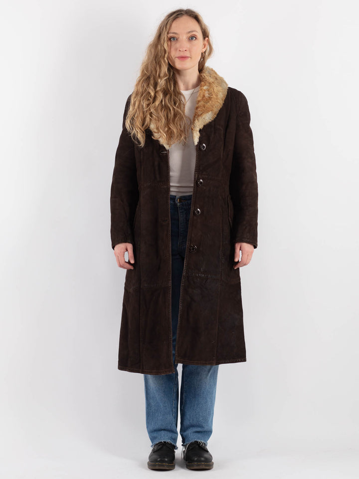 Vintage 70's Women Sheepskin Coat in BrownV9325