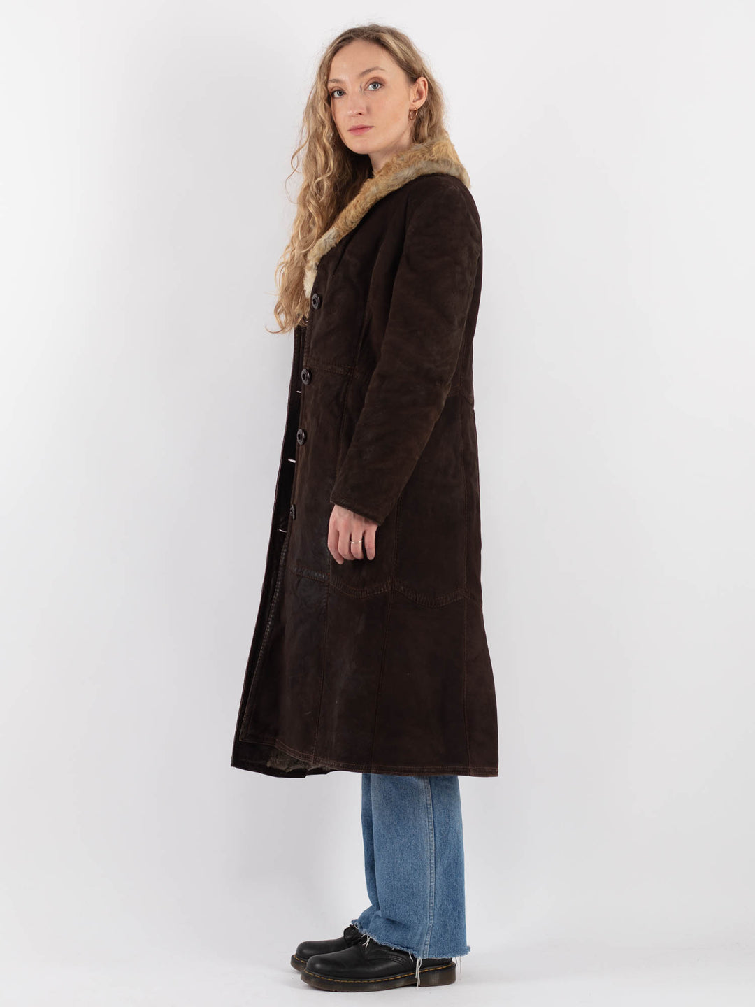 Vintage 70's Women Sheepskin Coat in BrownV9325