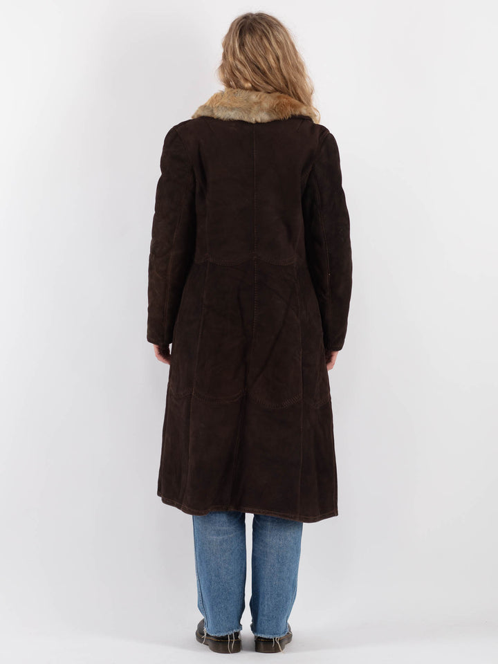 Vintage 70's Women Sheepskin Coat in BrownV9325