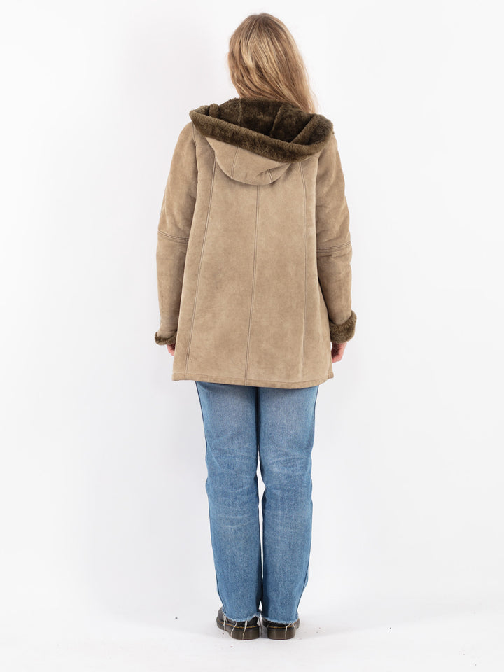 Vintage 70's Women Sheepskin Coat in Beige