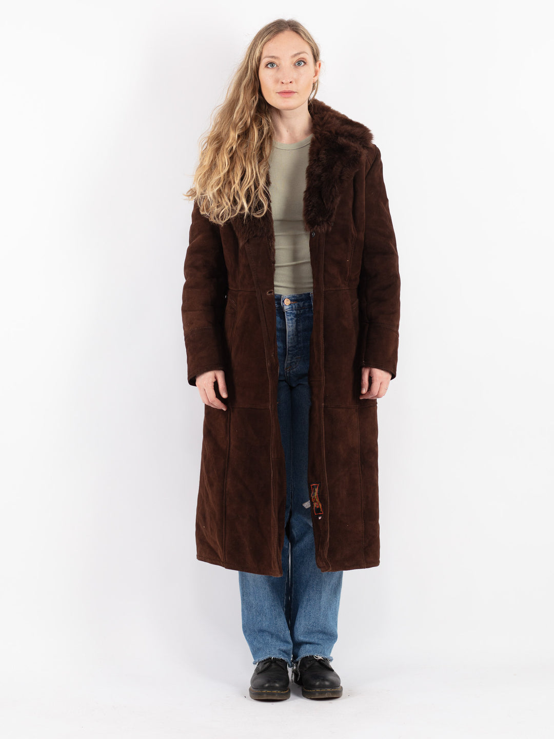 Vintage 70's Women Sheepskin Coat in Brown