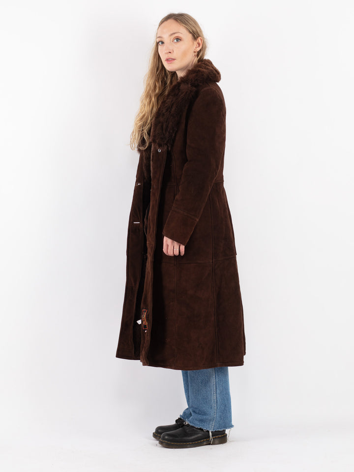 Vintage 70's Women Sheepskin Coat in Brown