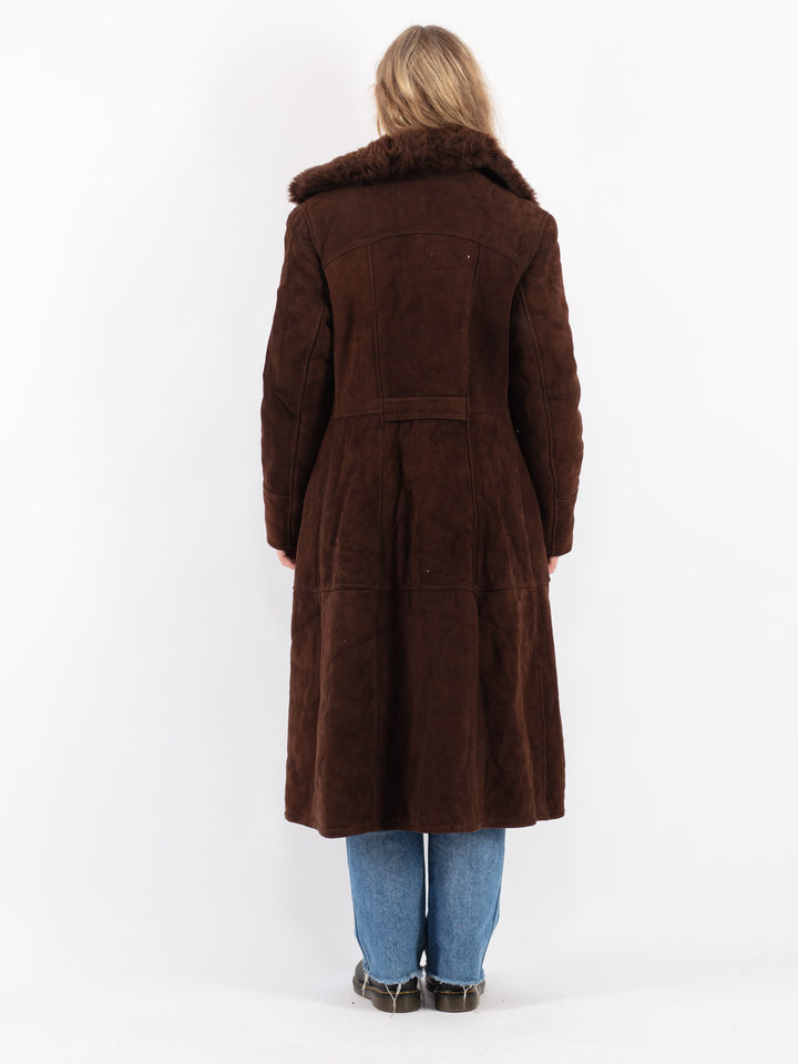 Vintage 70's Women Sheepskin Coat in Brown