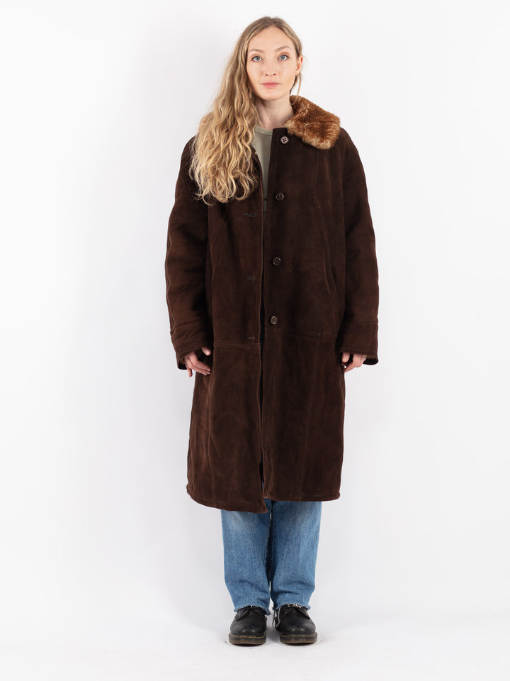 Vintage 70's Women Sheepskin Coat in Brown