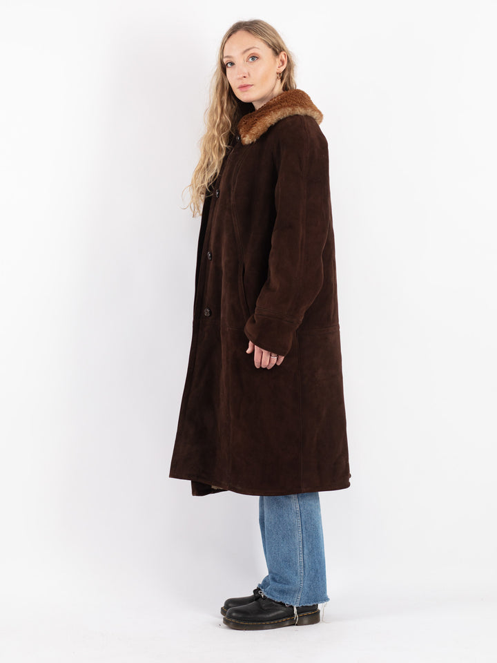 Vintage 70's Women Sheepskin Coat in Brown