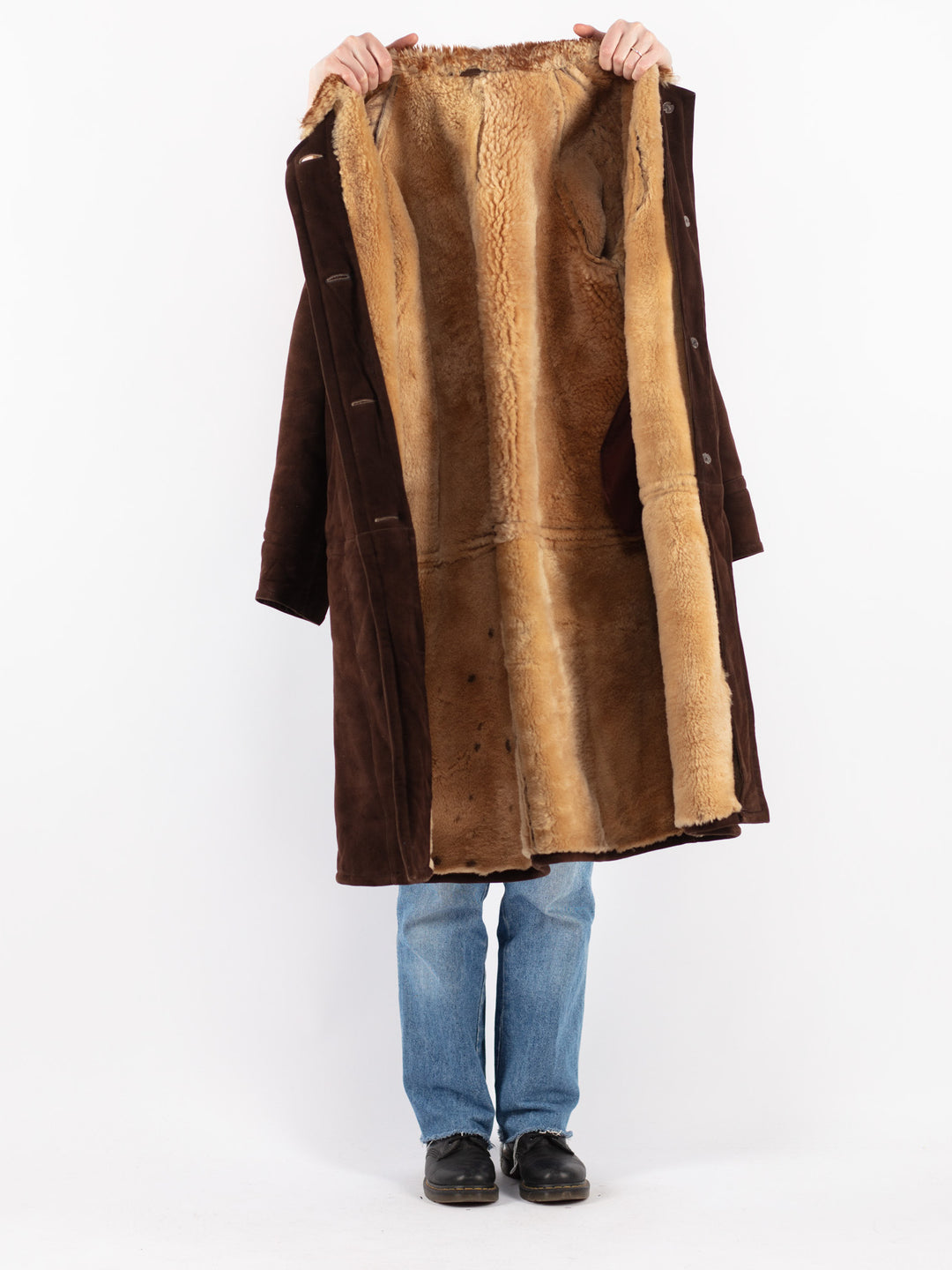 Vintage 70's Women Sheepskin Coat in Brown