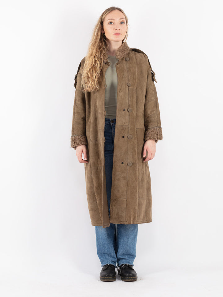 Vintage 70's Women Sheepskin Coat in Beige