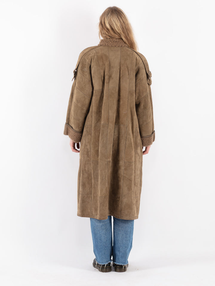 Vintage 70's Women Sheepskin Coat in Beige