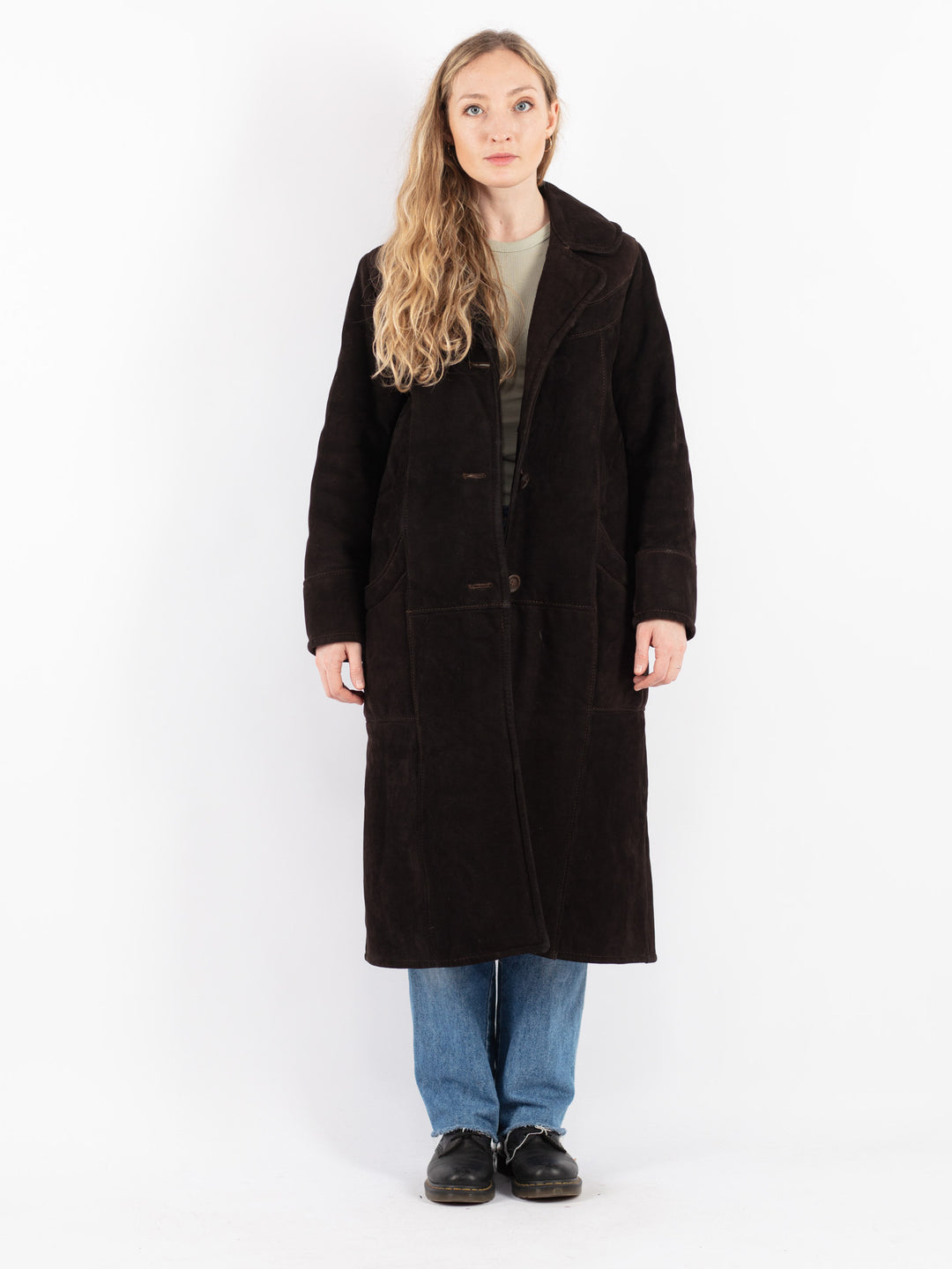 Vintage 70's Women Sheepskin Coat in Brown