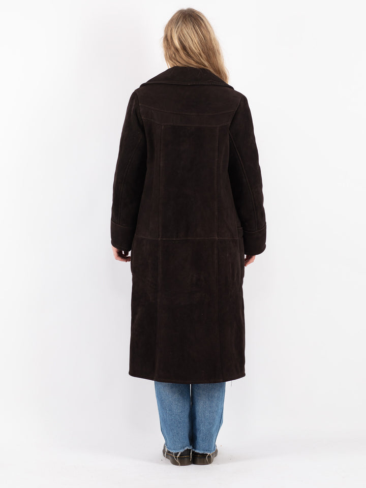 Vintage 70's Women Sheepskin Coat in Brown