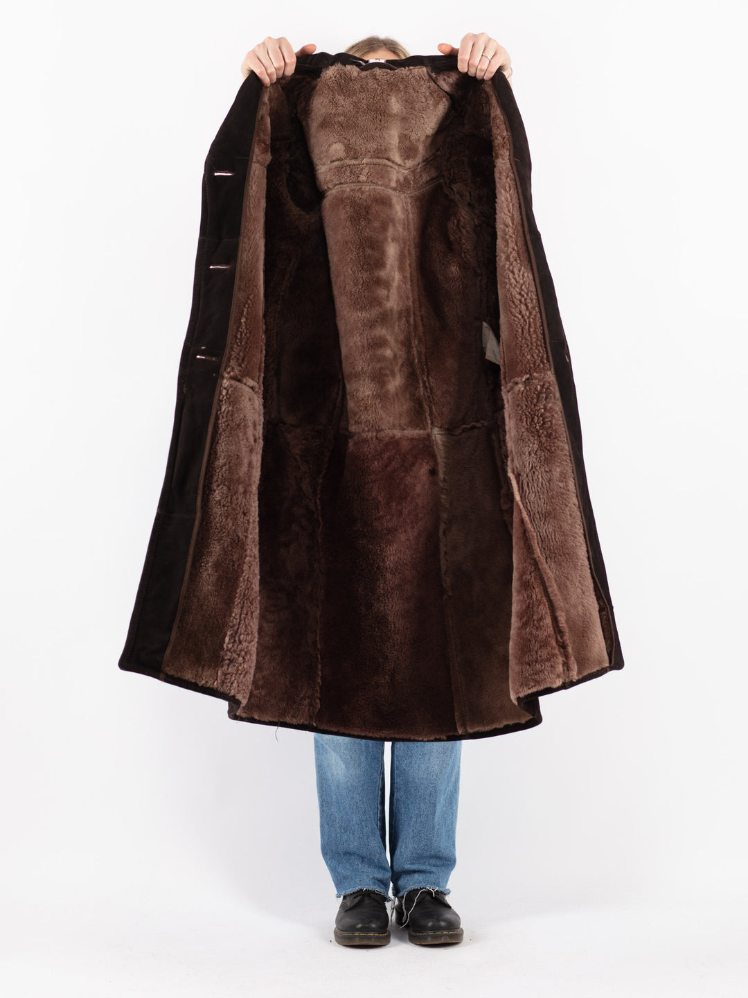 Vintage 70's Women Sheepskin Coat in Brown