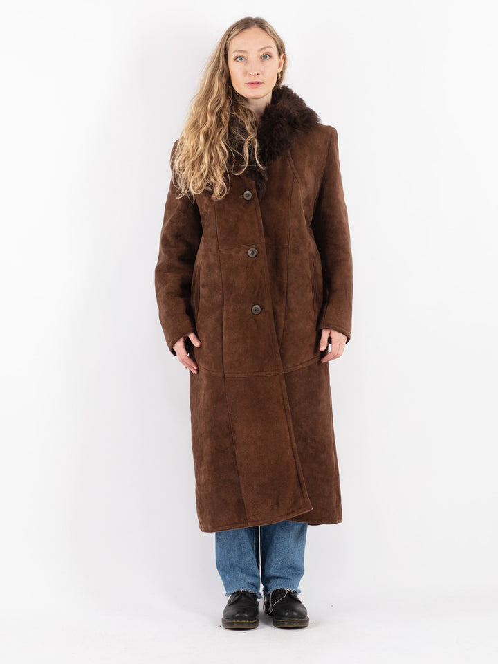 Vintage 70's Women Sheepskin Coat in Brown