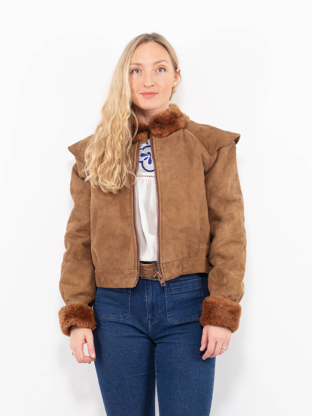 Vintage 70's Women Sheepskin Jacket in BrownA0994