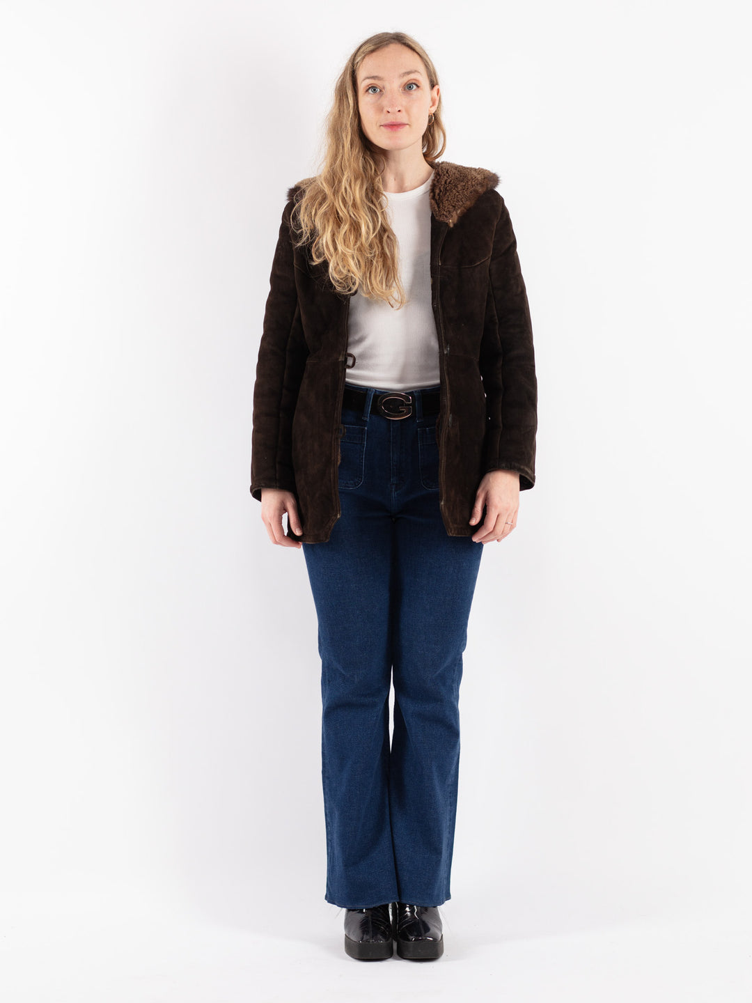 Vintage 70's Women Sheepskin Jacket in Brown