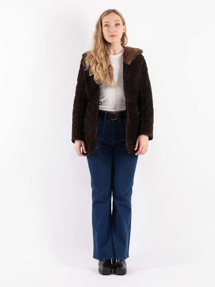 Vintage 70's Women Sheepskin Jacket in Brown