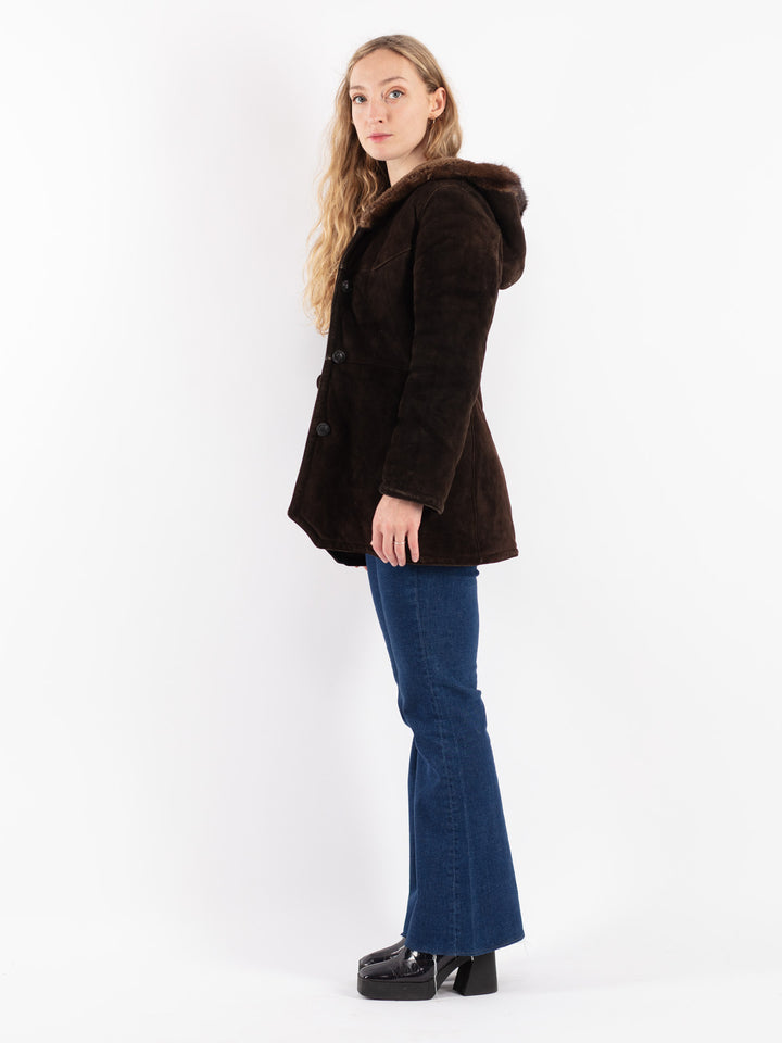 Vintage 70's Women Sheepskin Jacket in Brown