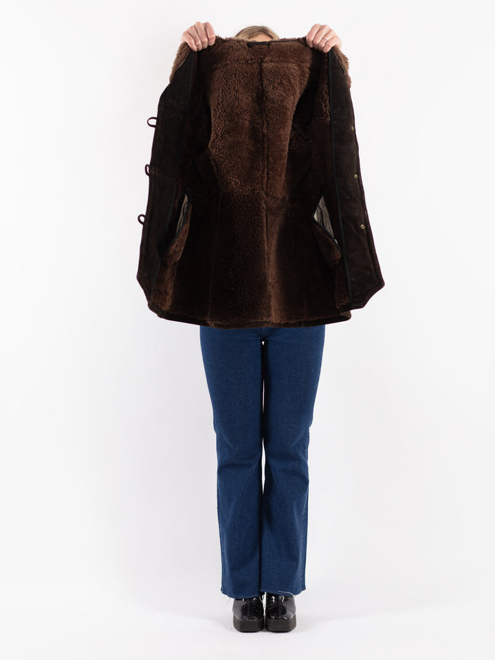 Vintage 70's Women Sheepskin Jacket in Brown