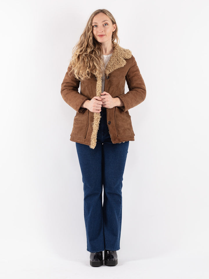 Vintage 70's Women Sheepskin Jacket in Brown