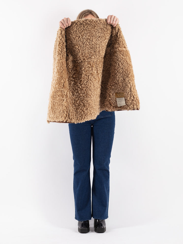 Vintage 70's Women Sheepskin Jacket in Brown