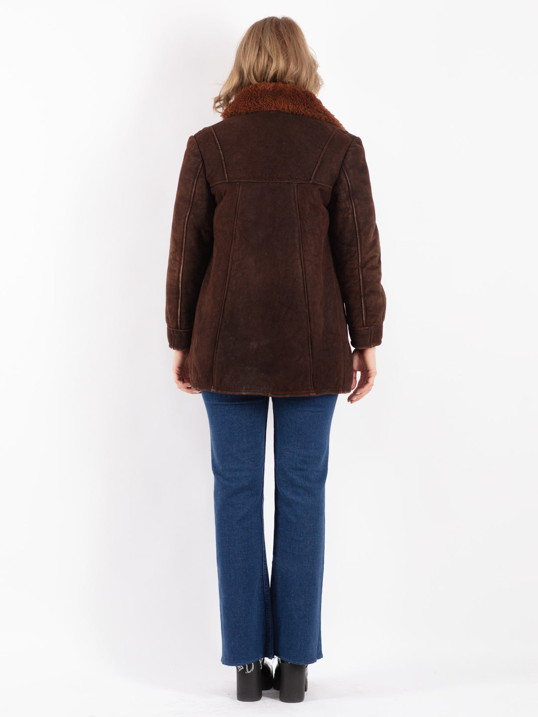 Vintage 70's Women Sheepskin Jacket in Brown