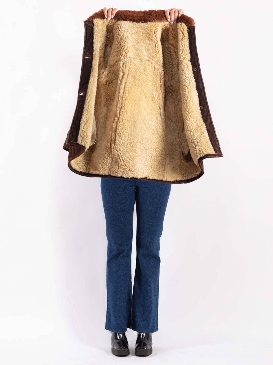 Vintage 70's Women Sheepskin Jacket in Brown