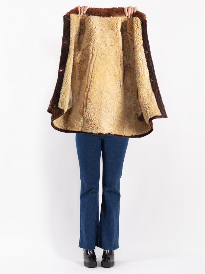 Vintage 70's Women Sheepskin Jacket in Brown
