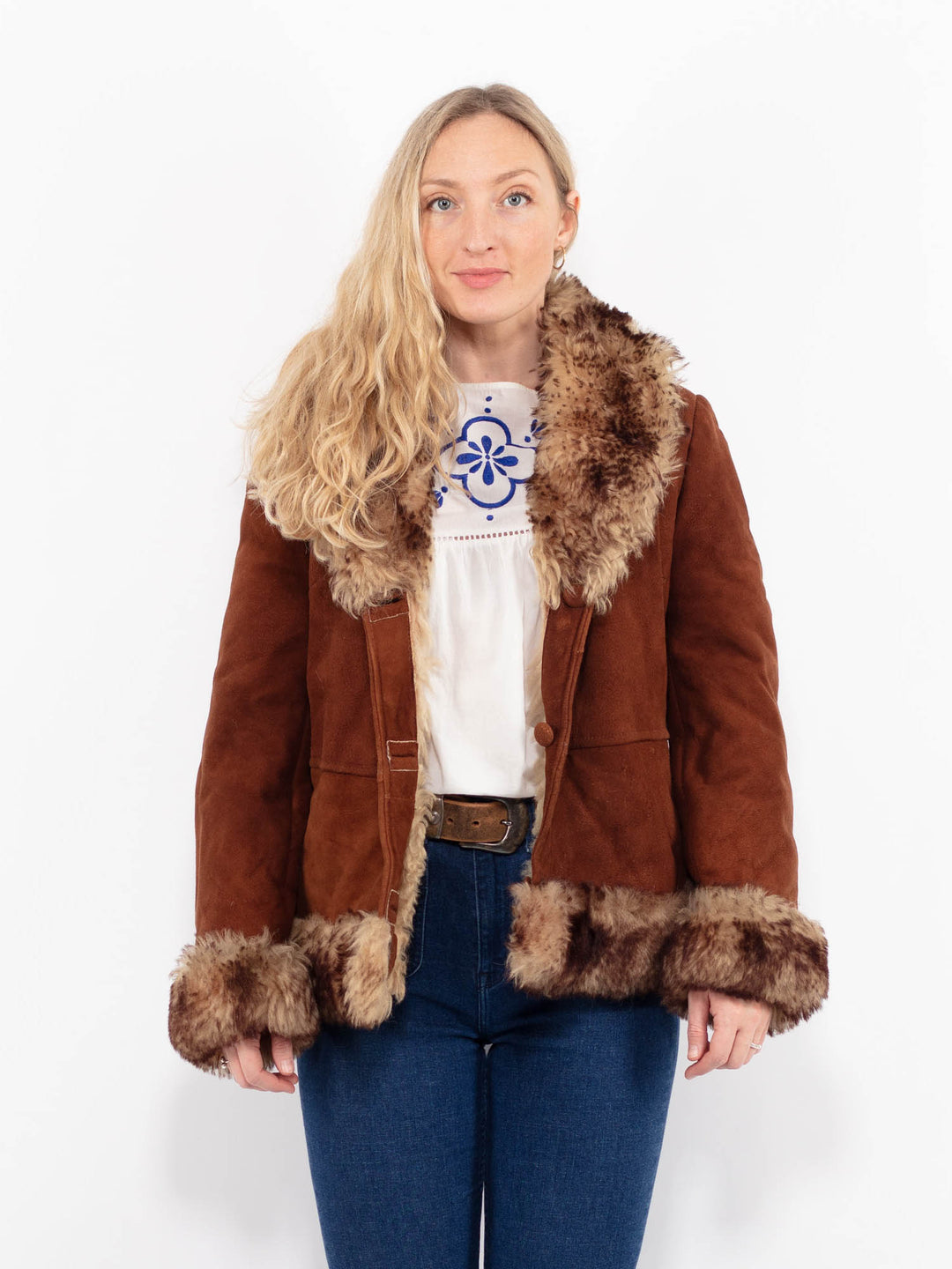Vintage 70's Women Sheepskin Jacket in BrownA1033
