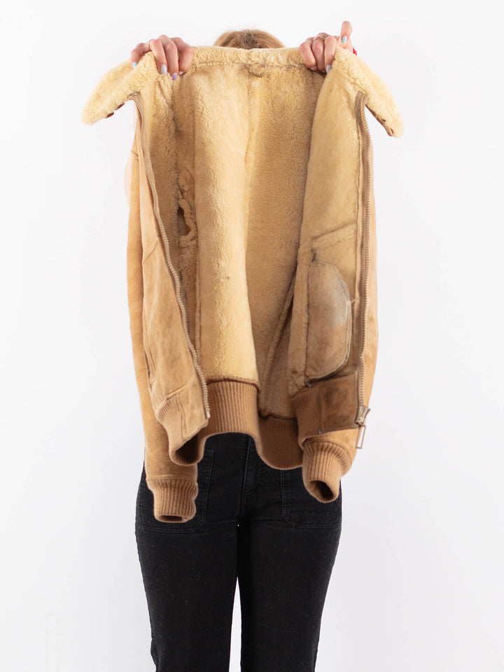 Vintage 70's Women Sheepskin Jacket in BeigeV9673