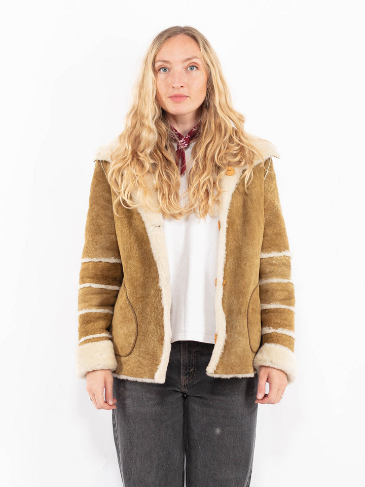 Vintage 70's Women Sheepskin Jacket in BrownA0675