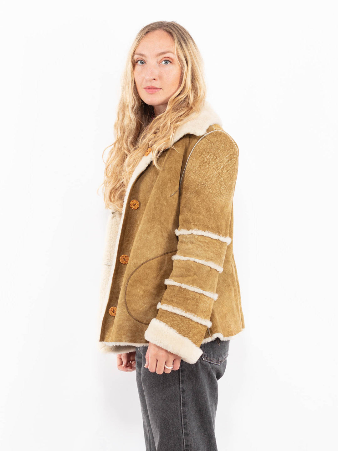 Vintage 70's Women Sheepskin Jacket in BrownA0675