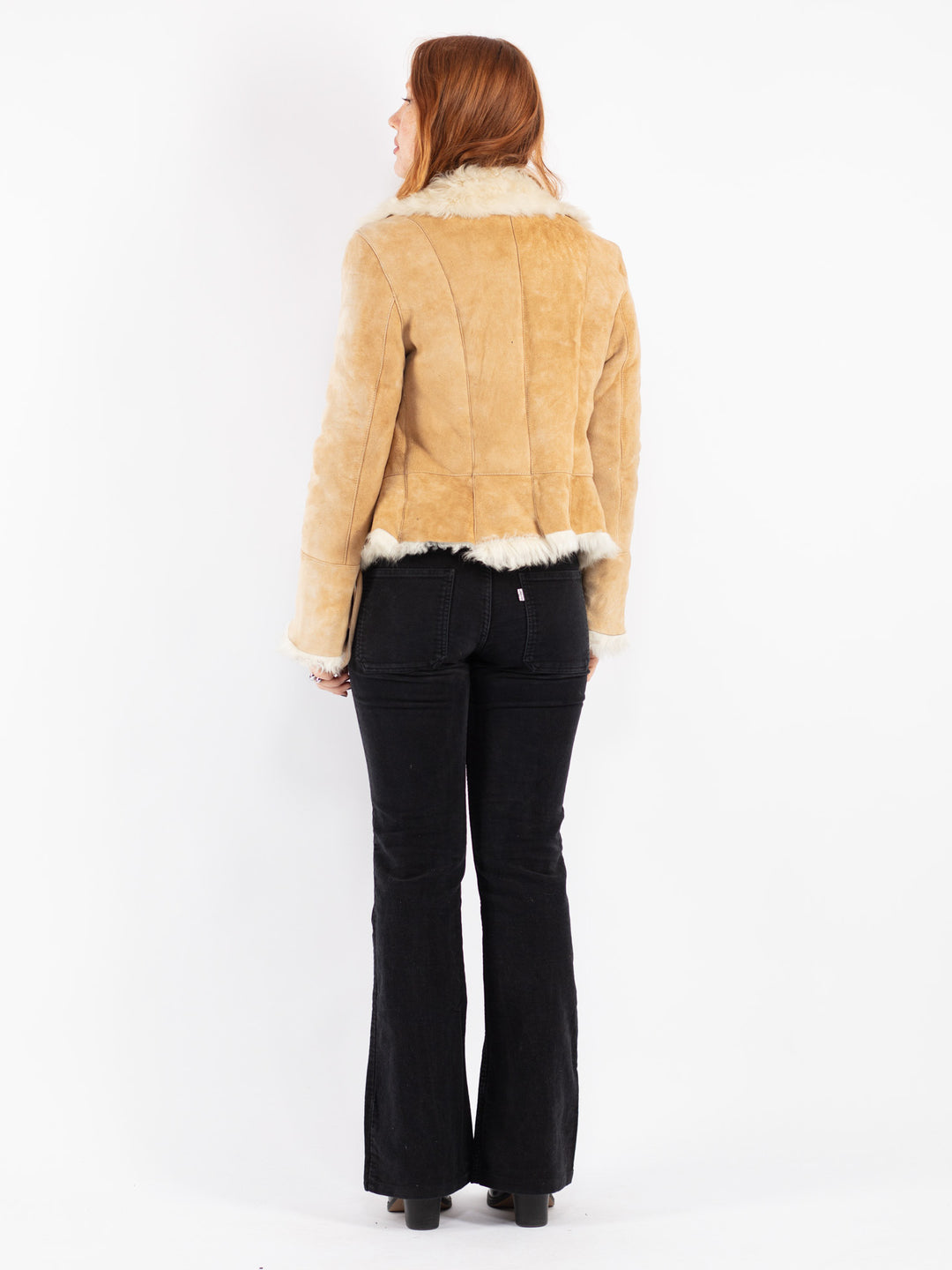 Vintage 70's Women Sheepskin Jacket in Beige
