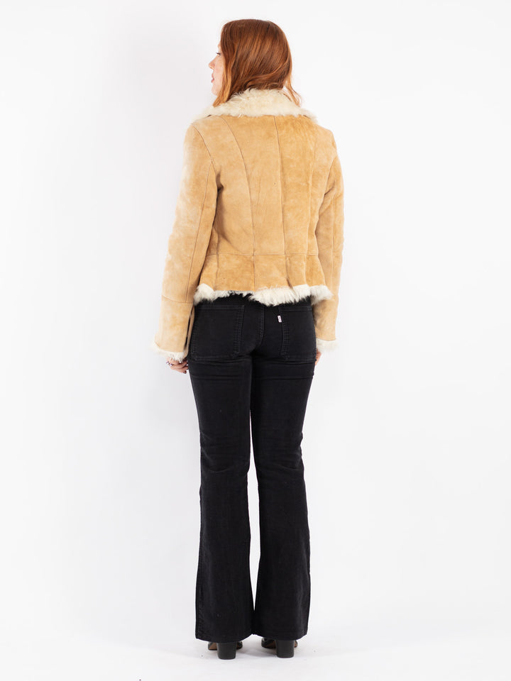 Vintage 70's Women Sheepskin Jacket in Beige