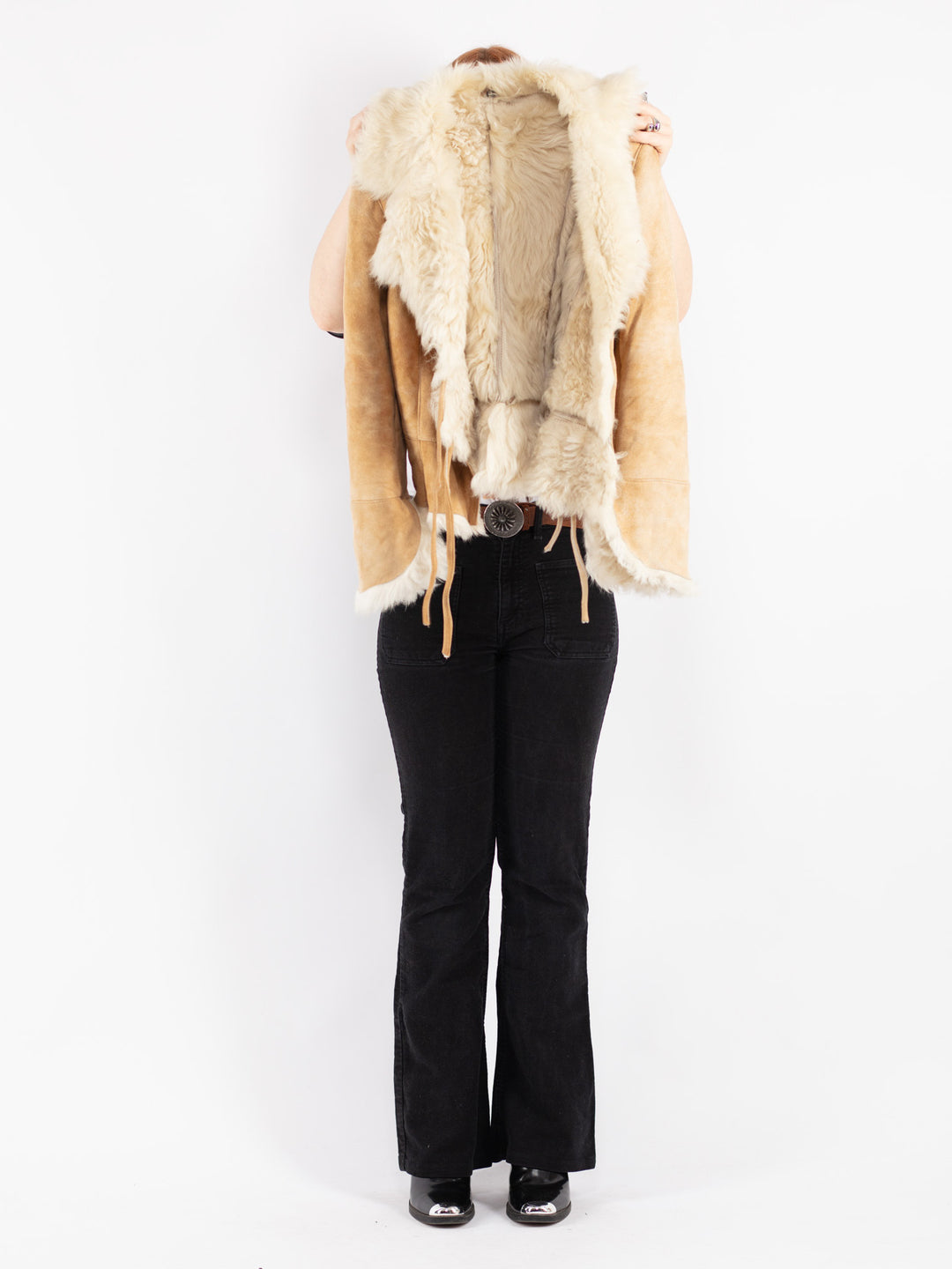 Vintage 70's Women Sheepskin Jacket in Beige