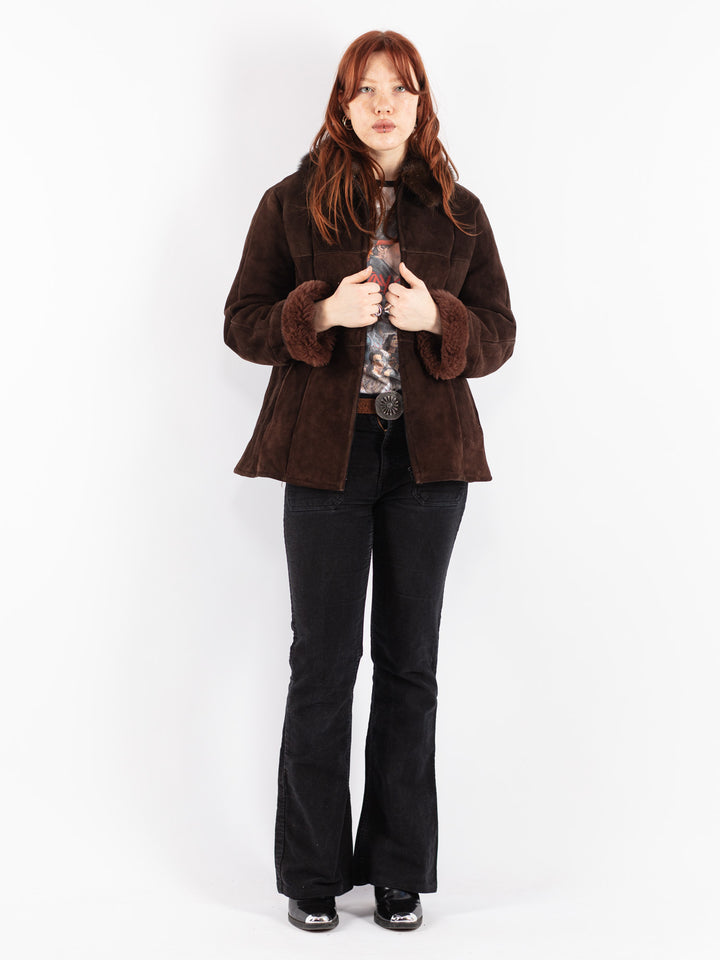 Vintage 70's Women Sheepskin Jacket in Brown