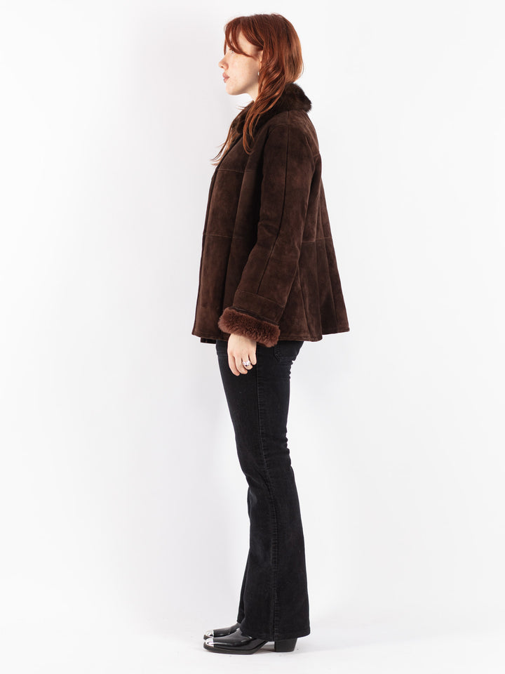Vintage 70's Women Sheepskin Jacket in Brown