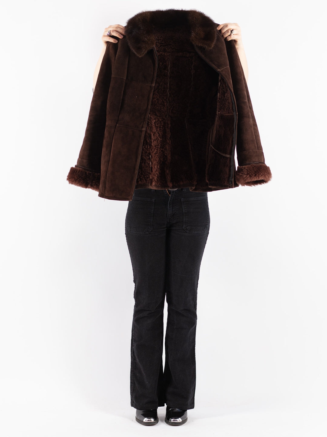 Vintage 70's Women Sheepskin Jacket in Brown