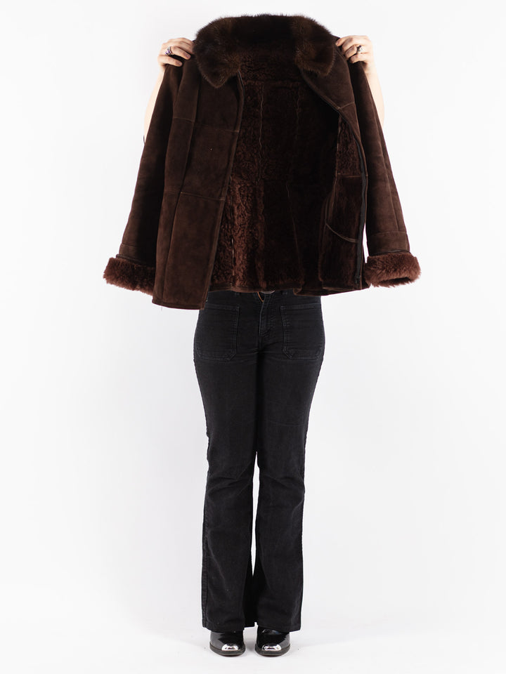 Vintage 70's Women Sheepskin Jacket in Brown