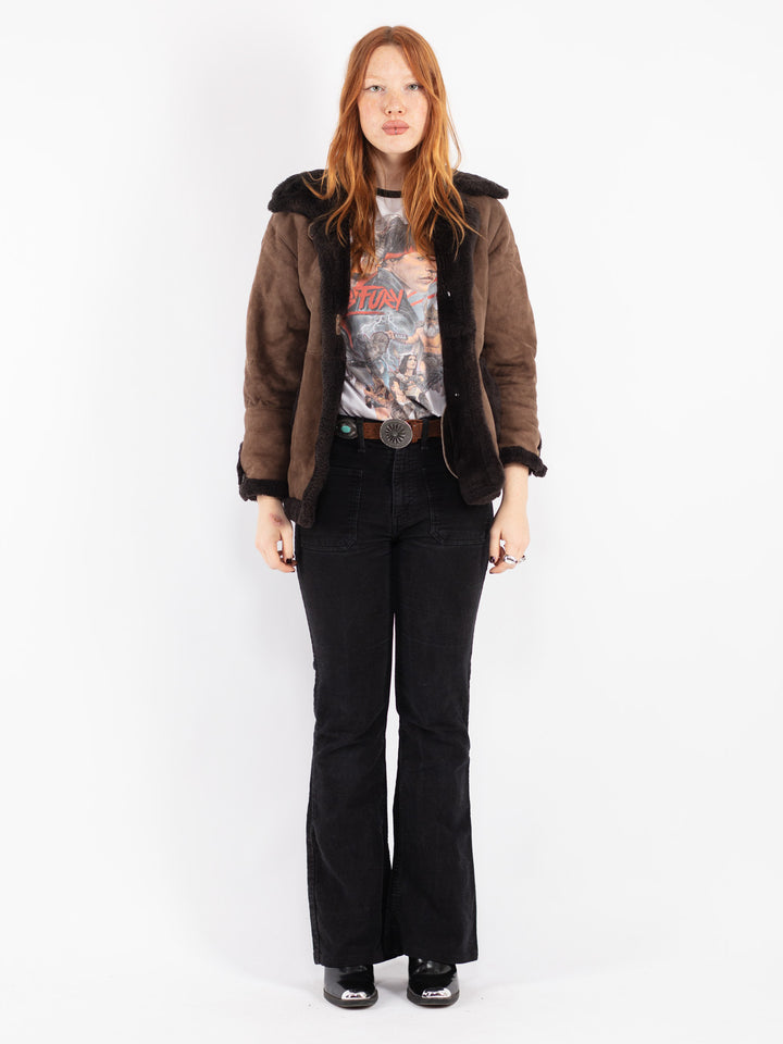 Vintage 70's Women Sheepskin Shearling Jacket in Beige