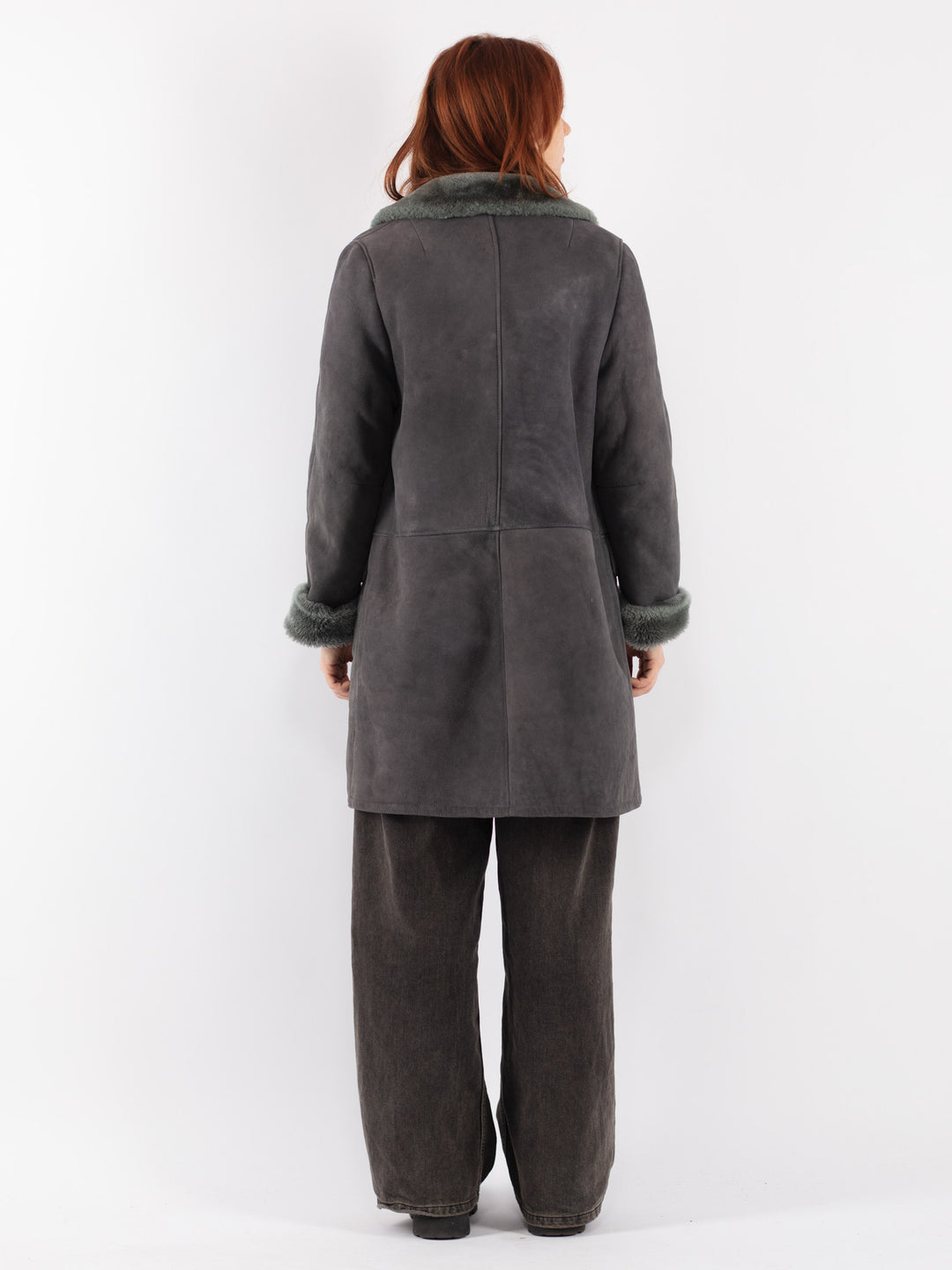 Vintage 70's Women Sheepskin Coat in Gray