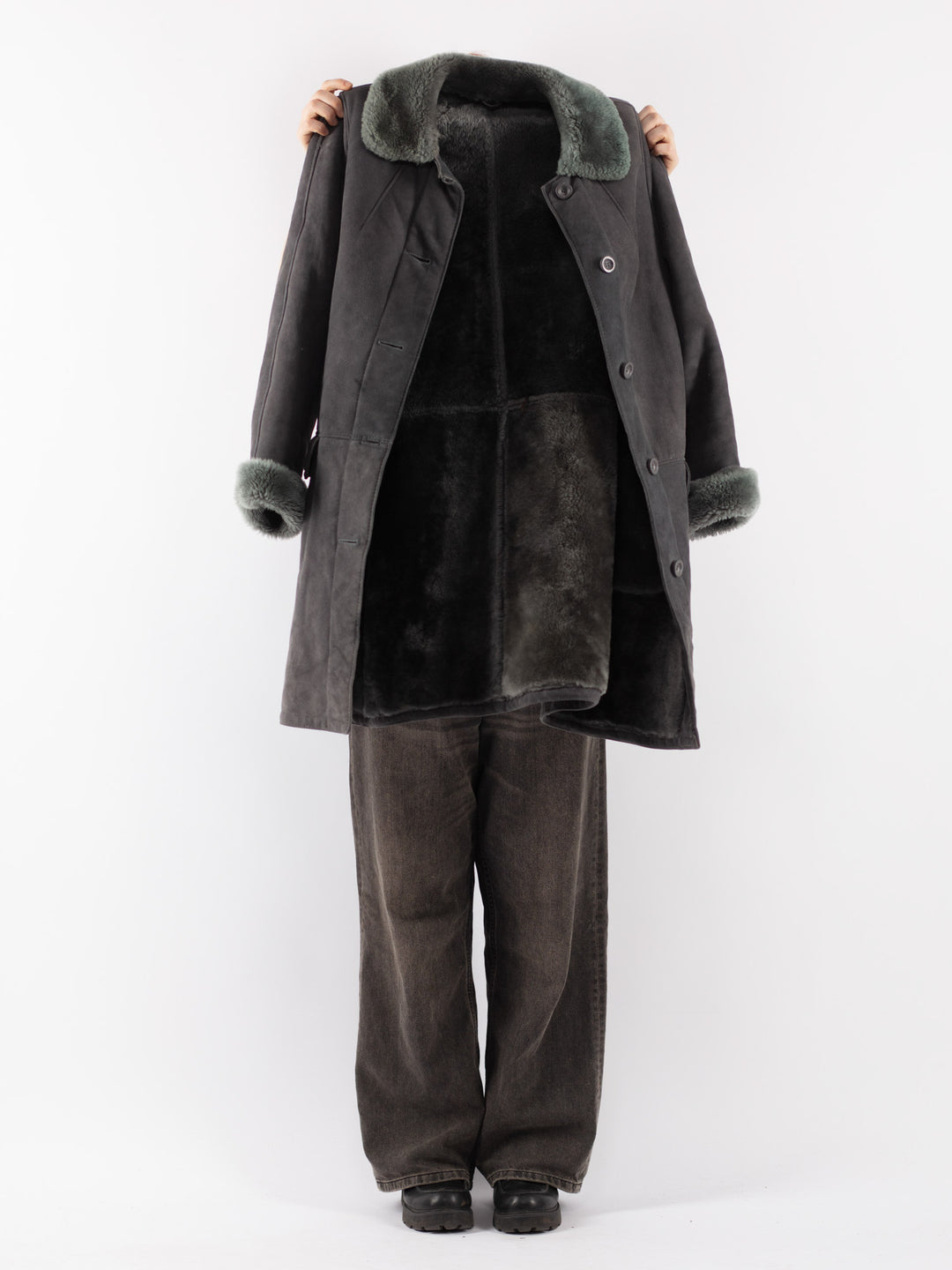 Vintage 70's Women Sheepskin Coat in Gray