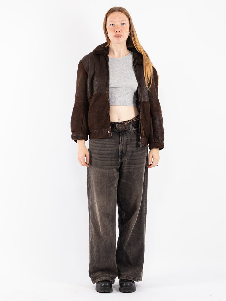 Vintage 70's Women Sheepskin Jacket in Brown