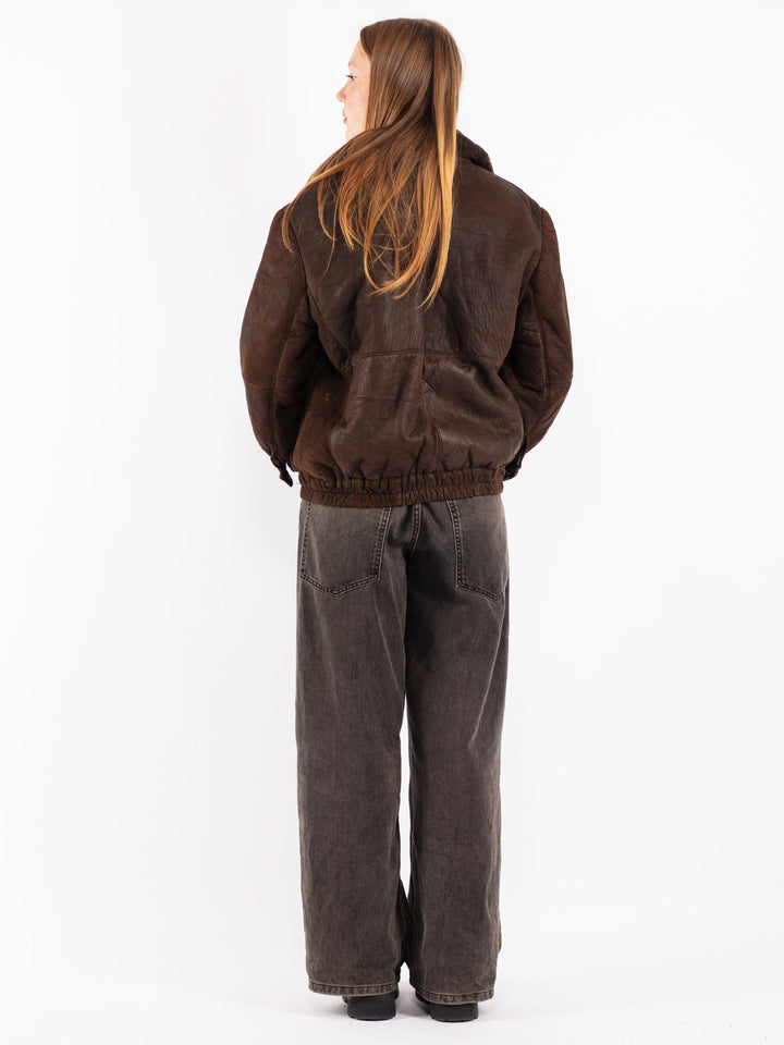 Vintage 70's Women Sheepskin Jacket in Brown