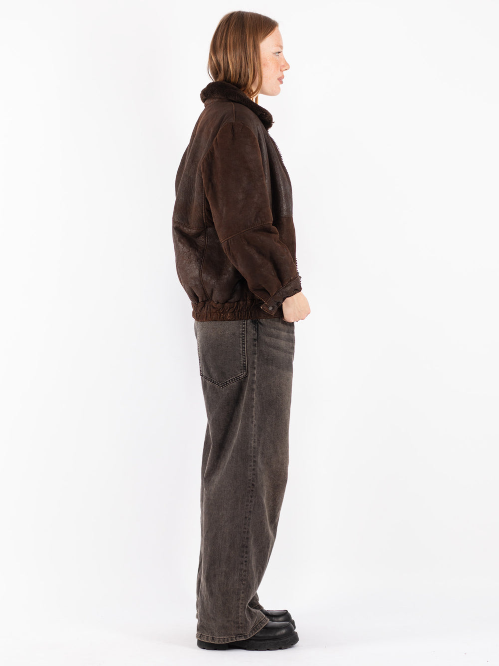 Vintage 70's Women Sheepskin Jacket in Brown