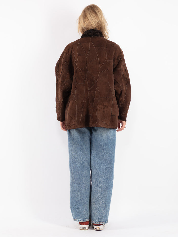 Vintage 80's Women Sheepskin Jacket in Brown